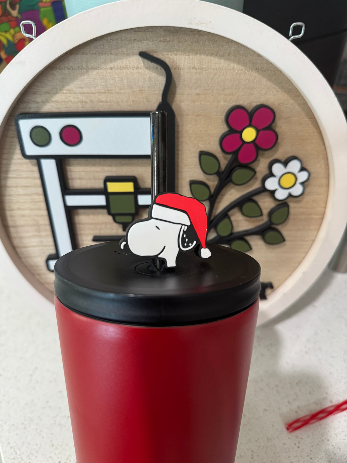 Snoopy Santa Hat Straw Charm