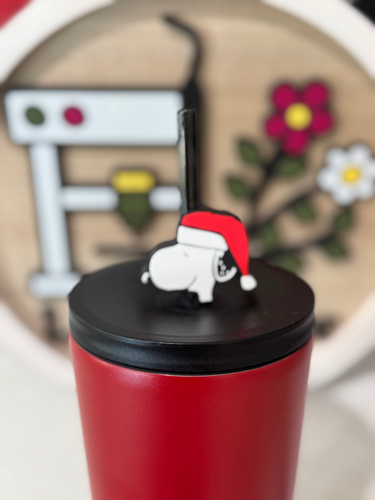 Snoopy Santa Hat Straw Charm
