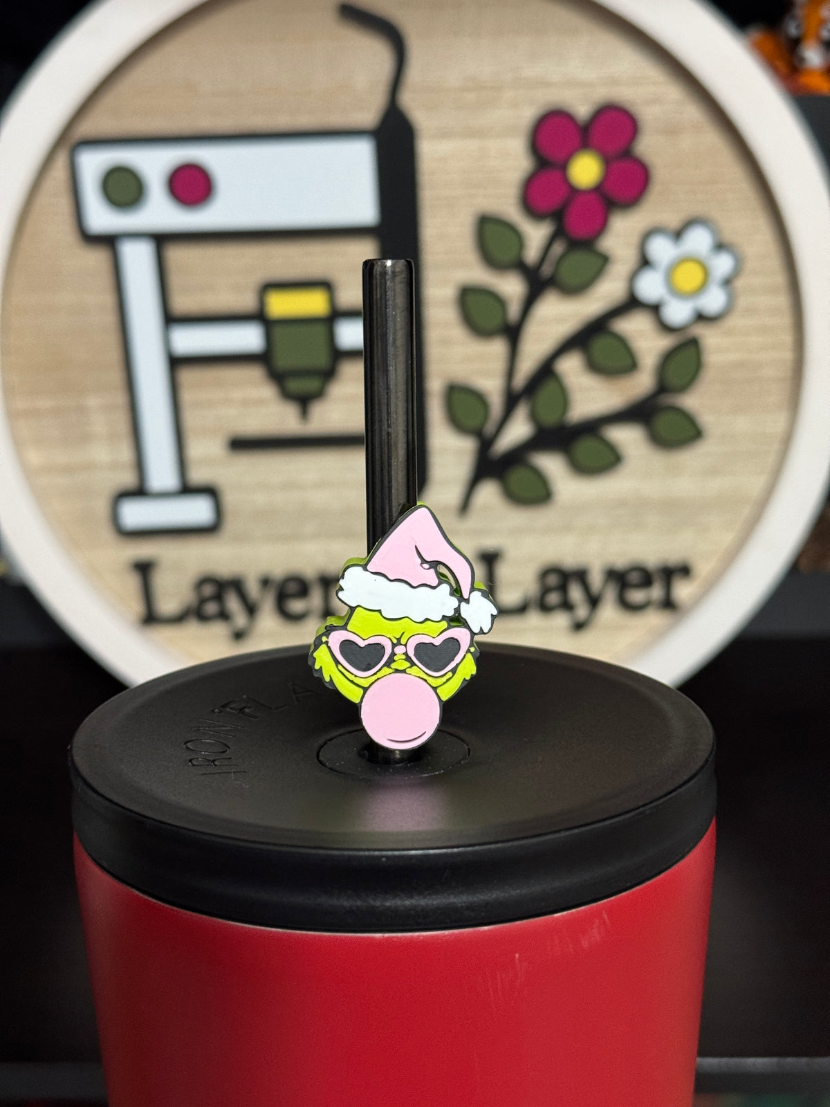 Grinch Bubblegum Straw Charm